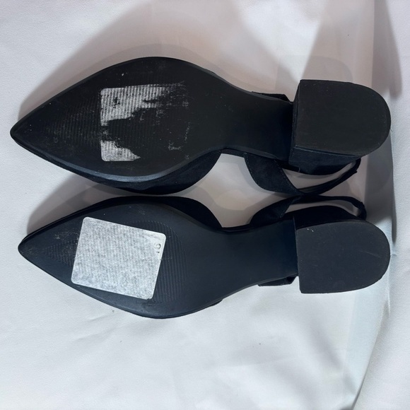 STEVE MADDEN Sz 8B Davies Slingback Shoes Suede Textile Block Heel Pointy Toe - Picture 6 of 7